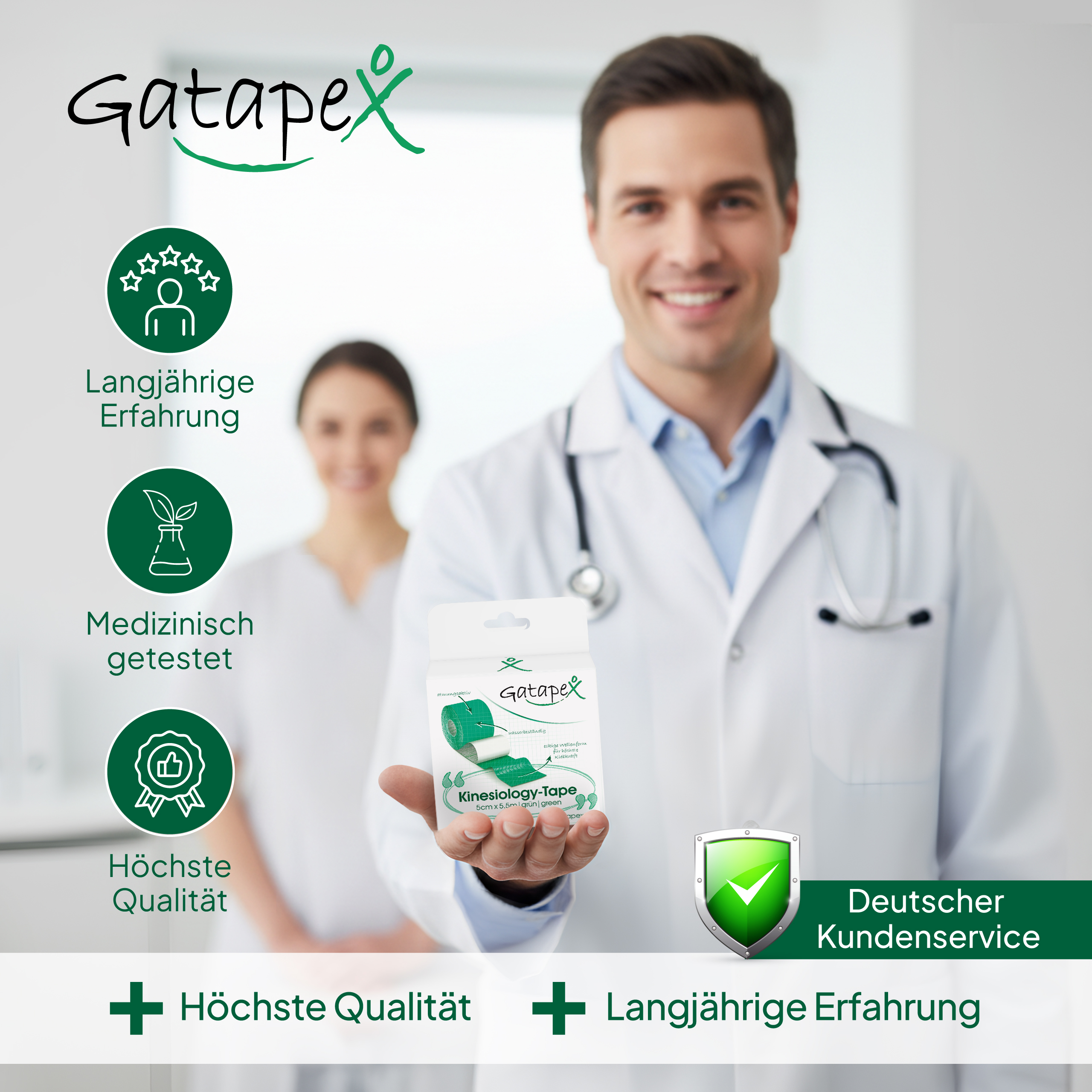 Gatapex Kinesiology Tape 5.5m Green
