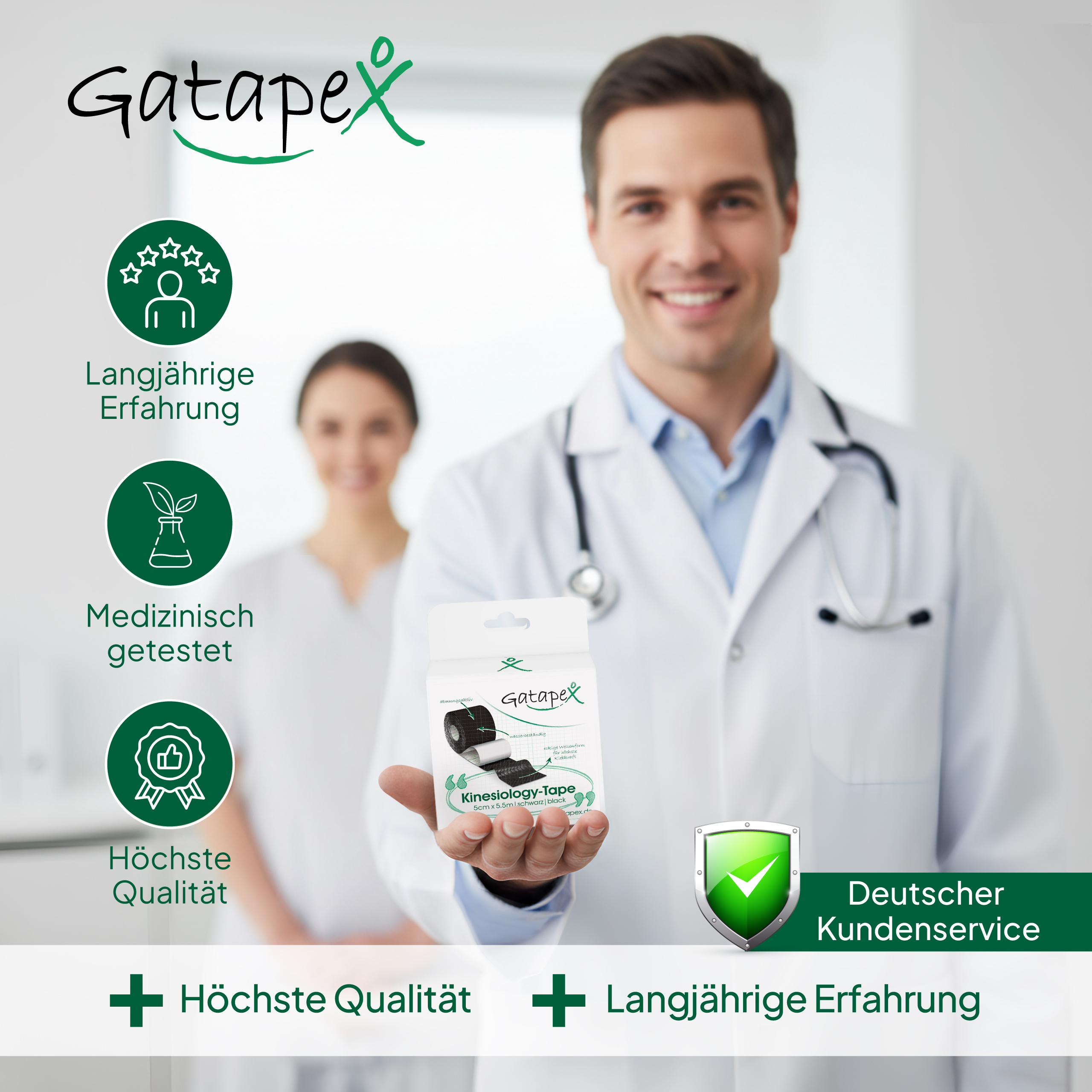 Gatapex Kinesiology Tape 5.5m Black