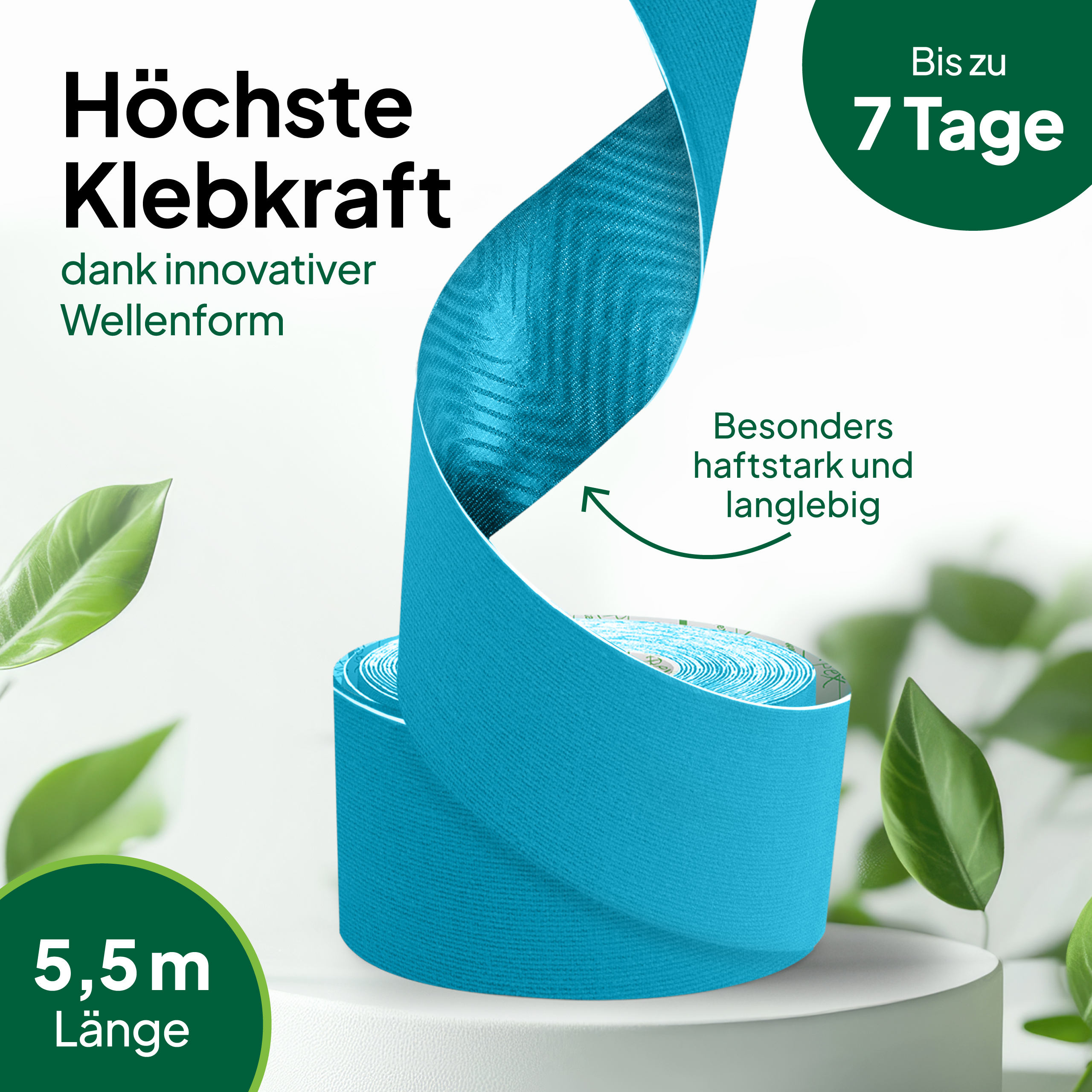 Gatapex Kinesiology tape 5.5m light blue